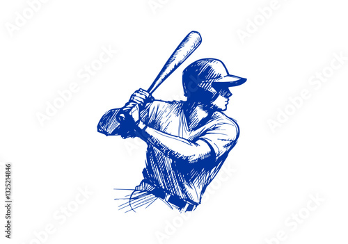 Baseball Player hand drawn sketch vector illustration