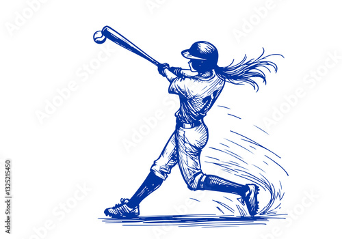 Baseball Player hand drawn sketch vector illustration