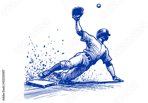 Baseball Player hand drawn sketch vector illustration
