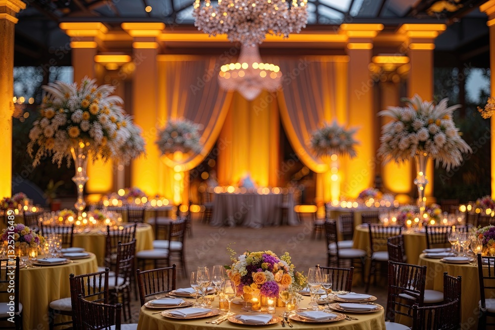 Vibrant Yellow-Orange Glowing Background for Elegant Gala Decoration Vibrant Yellow-Orange Glowing Background for Elegant Gala Decoration