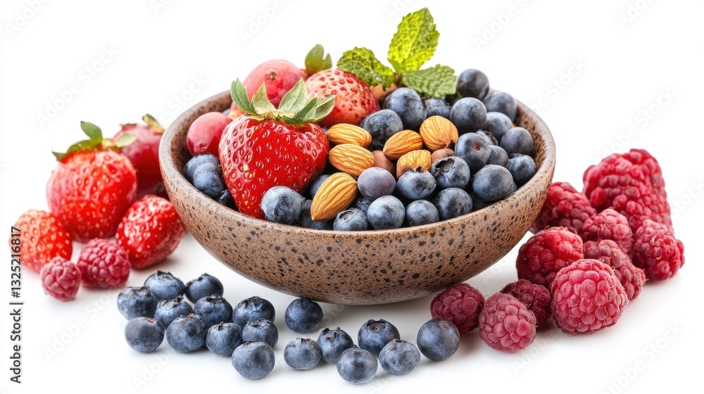 A Bowl Of Berries Almonds And Strawberries A Bowl Of Berries Almonds And Strawberries