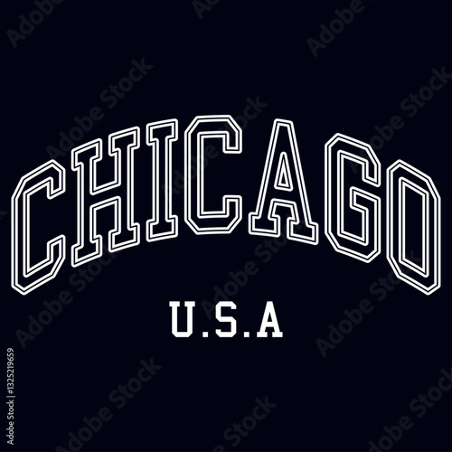 Chicago U.S.A old school college style vector design