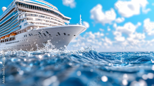 Luxurious cruise ship sailing on azure ocean