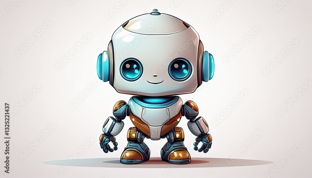 cute mini ai robot isolated on white background cute mini ai robot isolated on white background