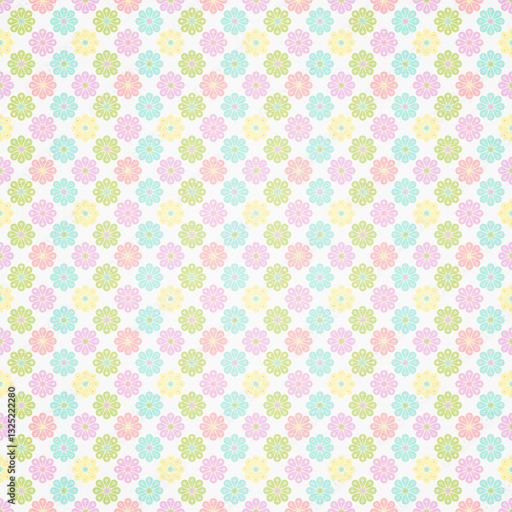 Floral geometric paper with daisy and ditsy seamless ornamental pattern fabric Floral geometric paper with daisy and ditsy seamless ornamental pattern fabric
