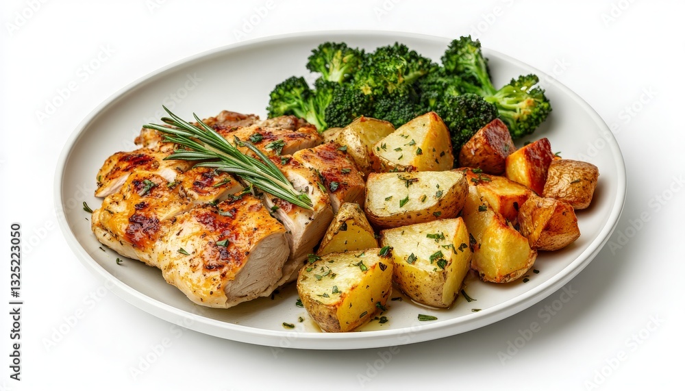 Delicious Grilled Chicken with Crispy Roasted Potatoes and Fresh Broccoli on a Plate - Perfect for Culinary Blogs and Recipe Features Delicious Grilled Chicken with Crispy Roasted Potatoes and Fresh Broccoli on a Plate - Perfect for Culinary Blogs and Recipe Features