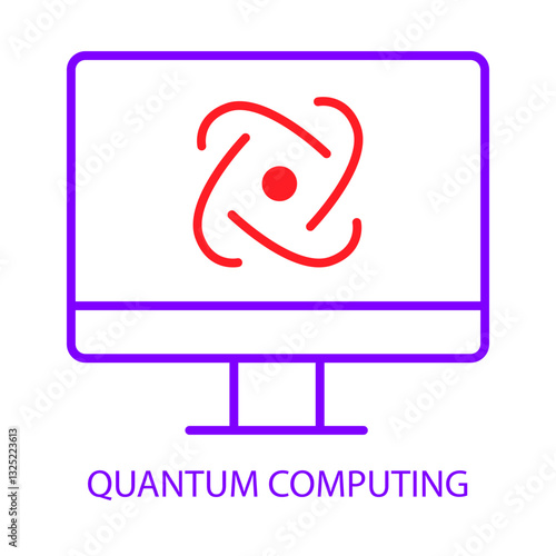 Quantum Computing – Computer with Interlinked Nodes Representing Advanced Computation with Editable Stroke