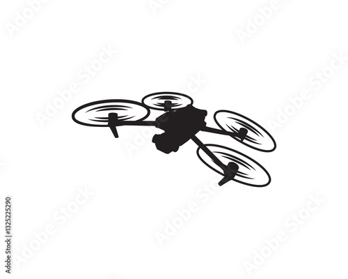 Drone icon, Flying drone icon with perspective, flat style drone icon template vector illustration.