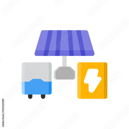 solar panel battery inverter symbol flat icon illustration