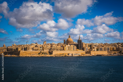 Valletta, Malta: skyline from Marsans Harbour. June 2023