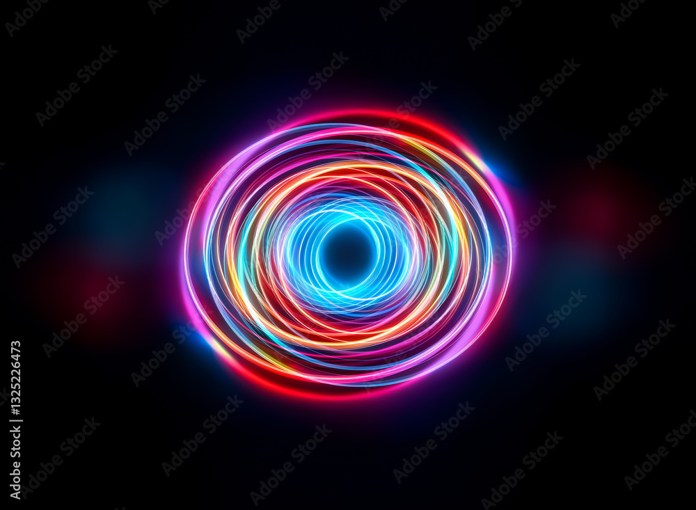 A vibrant, glowing circular abstract design radiates against a dark background. Layers of neon colors create a mesmerizing and dynamic effect, suggesting energy and motion. A vibrant, glowing circular abstract design radiates against a dark background. Layers of neon colors create a mesmerizing and dynamic effect, suggesting energy and motion.