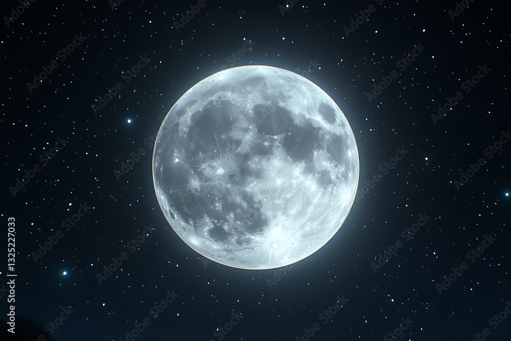 Full moon in night sky with scattered stars Full moon in night sky with scattered stars