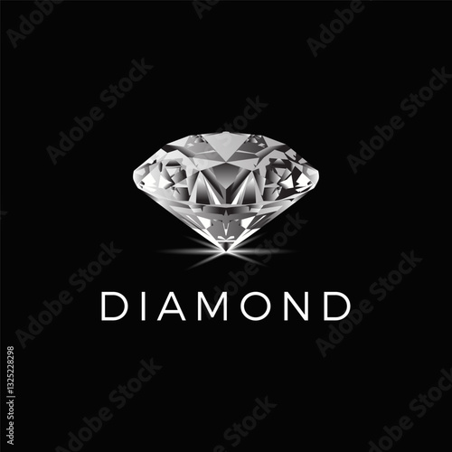 Diamond jewelry logo, Diamond icon isolated on Black background vector. Dimond vector line icon.