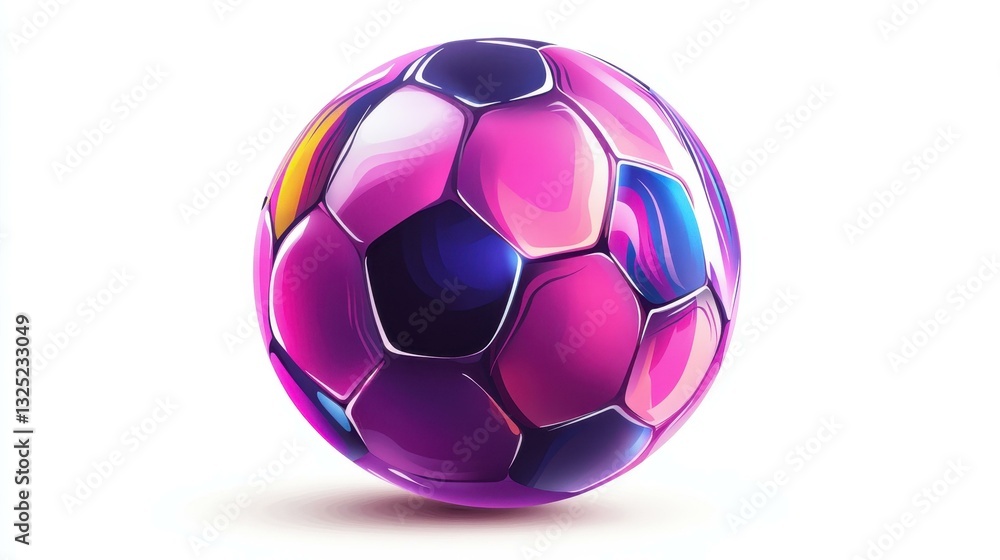 Fototapeta premium A bright, fun 2D soccer ball icon stands out on a clean white backdrop, perfect for sports enthusiasts and designs alike.