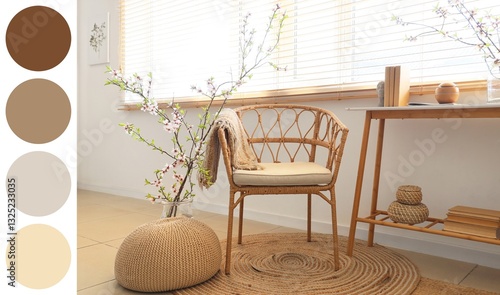 Light living room with armc...