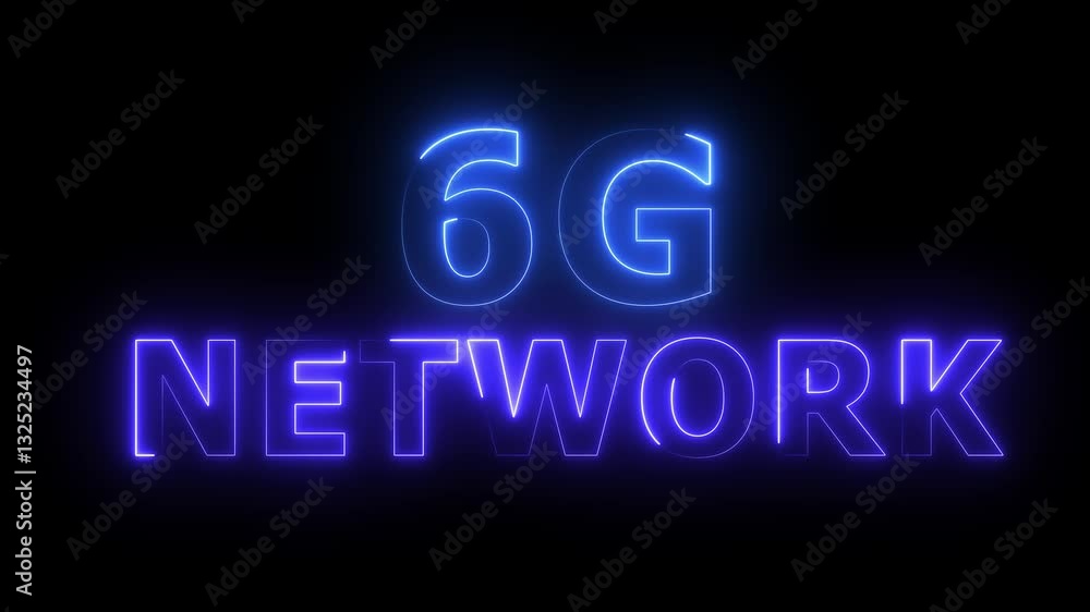 6g network animation with neon cityscape and hightech connectivity, 6G smart technology cellular network animation with neon effect sign board clipboard poster sign symbol on black background . 6g network animation with neon cityscape and hightech connectivity, 6G smart technology cellular network animation with neon effect sign board clipboard poster sign symbol on black background .