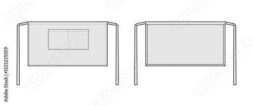 Aprons Short bistro and waist technical fashion illustration. Hip uniform Flat sketch outline apparel template front, back view. Women, men unisex CAD mockup isolated on white background