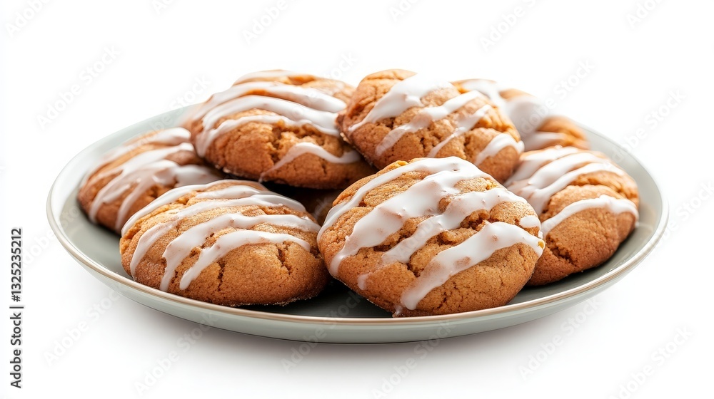 Delicious Plate of Iced Cookies on a Clean White Background Perfect for Culinary Blogs and Baking Advertisements Delicious Plate of Iced Cookies on a Clean White Background Perfect for Culinary Blogs and Baking Advertisements