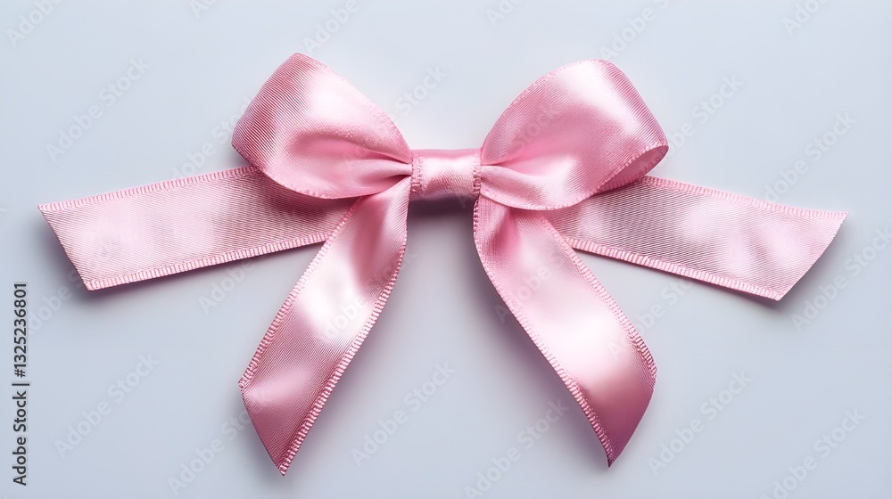 Delicate pink satin ribbon tied in a classic bow against a soft blush background Delicate pink satin ribbon tied in a classic bow against a soft blush background