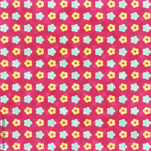 Floral geometric paper with daisy and ditsy seamless ornamental pattern fabric