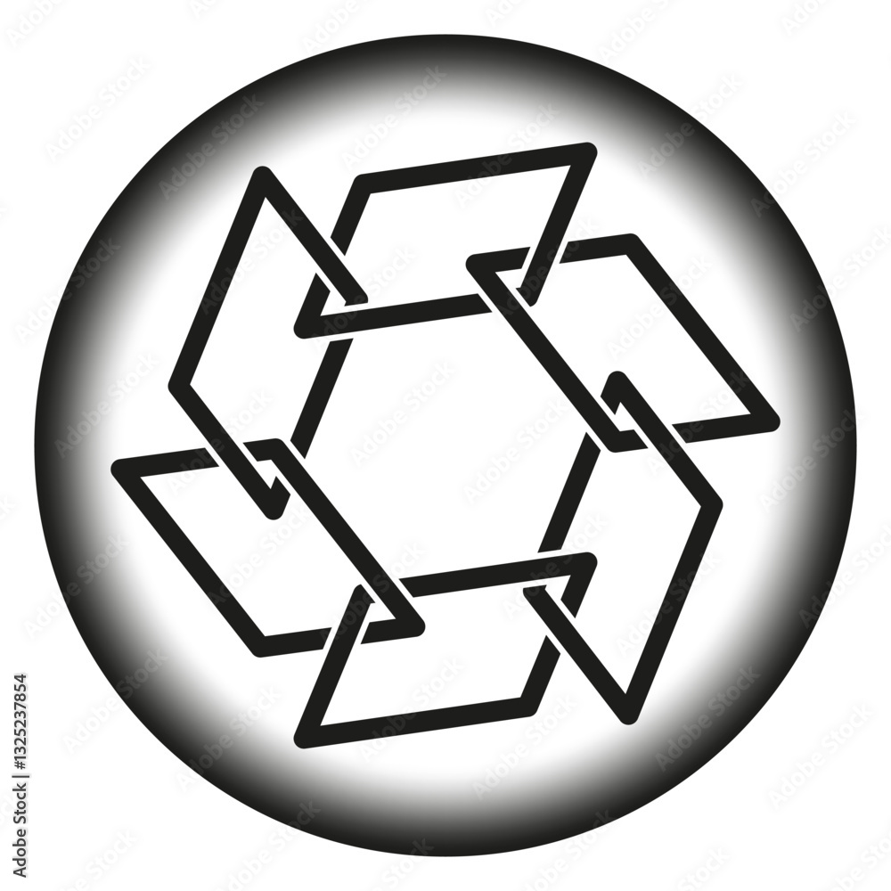 Hexagonal loop icon. Black geometric shape. Abstract closed cycle. Vector infinite motion. Hexagonal loop icon. Black geometric shape. Abstract closed cycle. Vector infinite motion.
