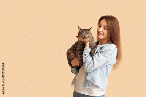 Pretty young woman with cut...