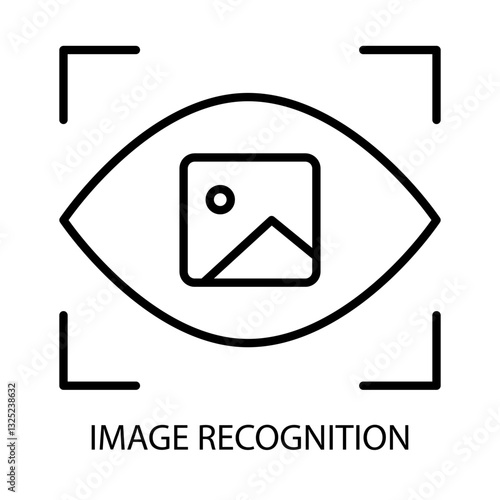 Image Recognition – Eye with Picture Representing AI-based Visual Processing with Editable Stroke