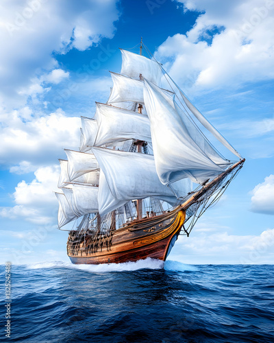 Majestic sailing ship on the open sea (1)