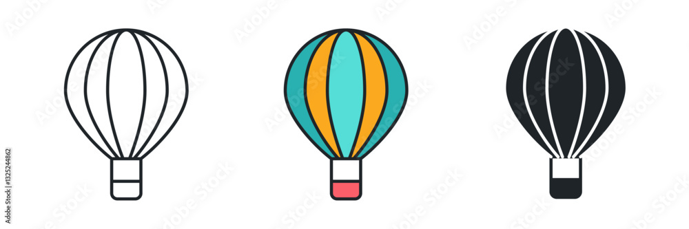 Fototapeta premium Hot Air Balloon icon symbol vector illustration isolated on white background