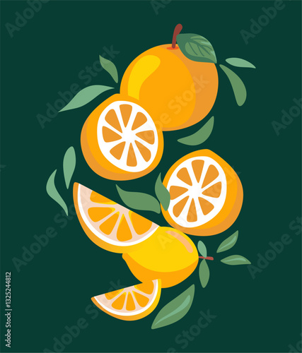 Orange and lemon day with delicious oranges and lemons