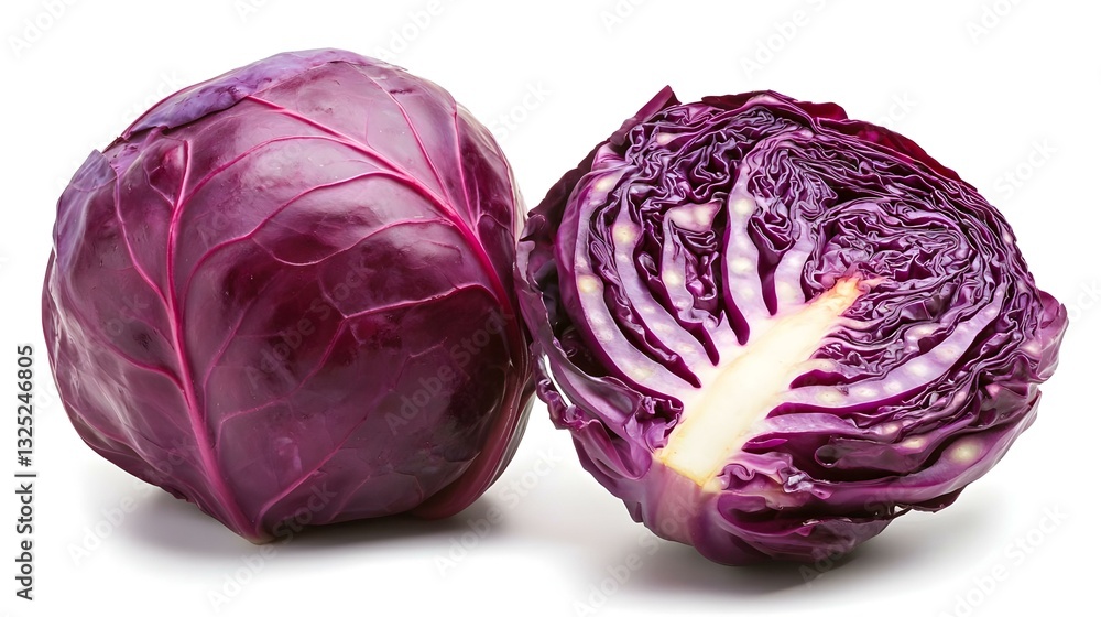 Fototapeta premium Red cabbage on a white background