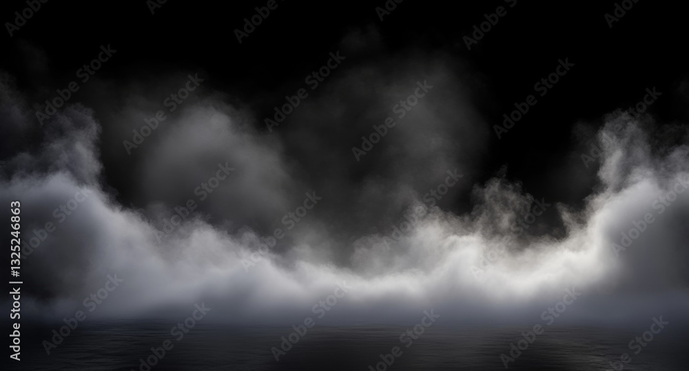 Obraz premium Misty Fog Over Calm Water at Night Creating an Ethereal and Mysterious Atmosphere for Use in Various Creative Projects