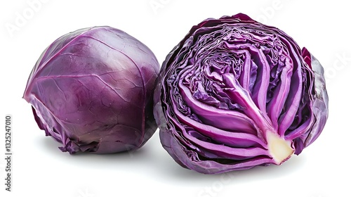 Purple cabbage isolated on white background