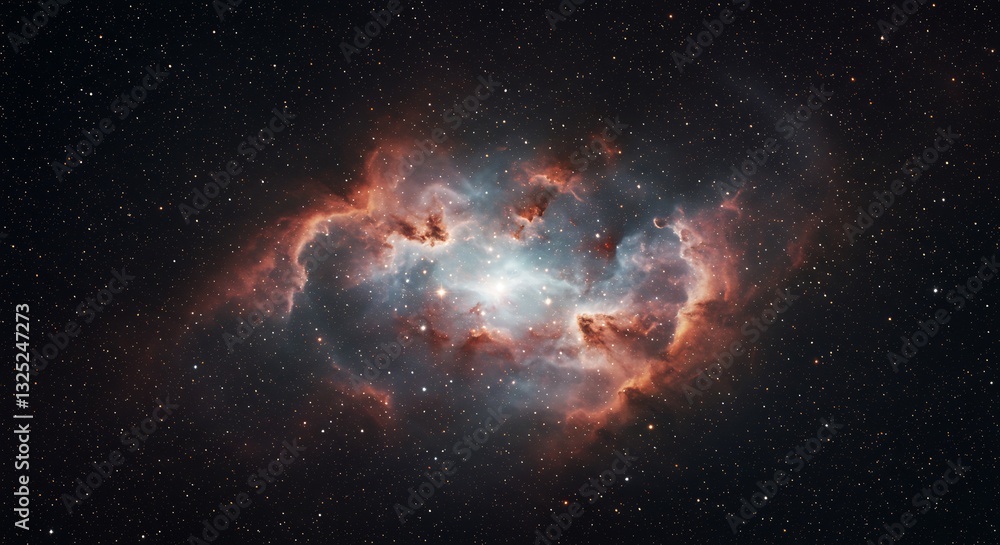 Fototapeta premium Glowing Nebula Intensely Burns Brightly. AI Generated