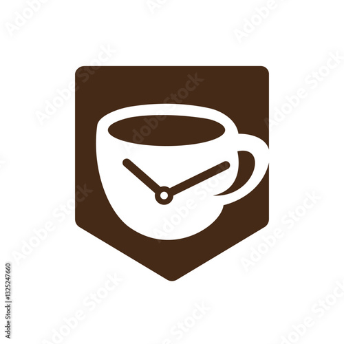 Coffee time vector logo design. Coffee cup time clock concept design.