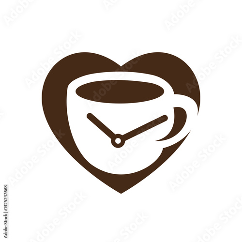 Coffee time vector logo design. Coffee cup time clock concept design.