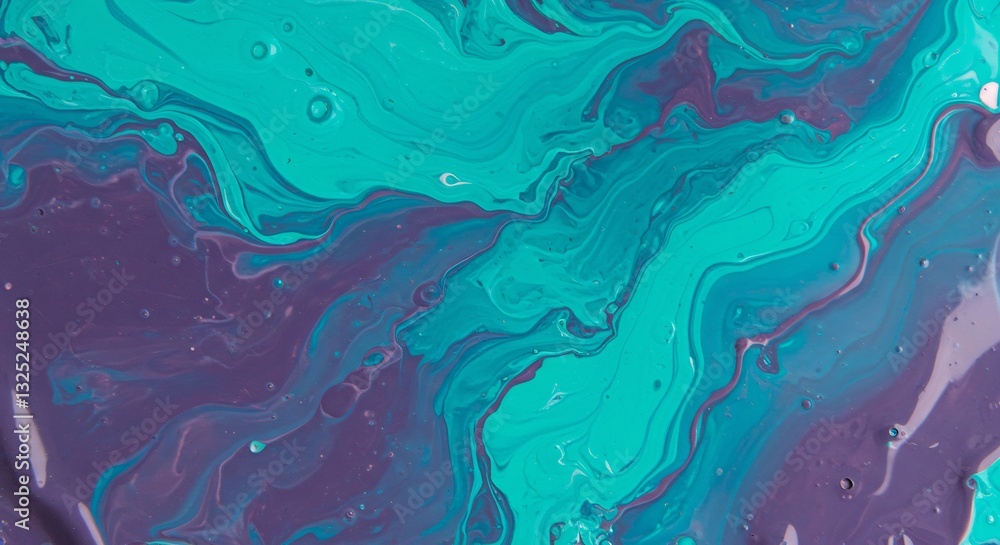 Fluid Teal Purple Abstract Swirling Paint Design. AI Generated Fluid Teal Purple Abstract Swirling Paint Design. AI Generated