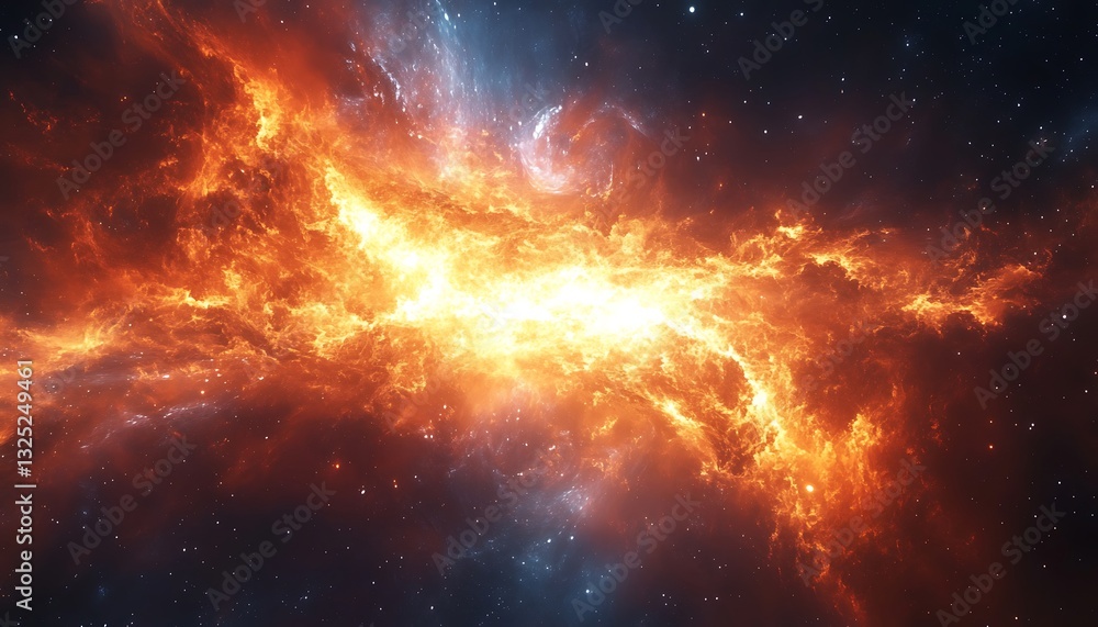 Fiery cosmic clouds and bright glowing gases in the outer space Fiery cosmic clouds and bright glowing gases in the outer space