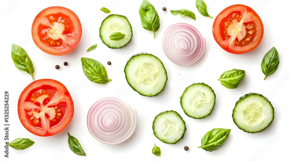 Creative layout made of tomato slice onion Creative layout made of tomato slice onion