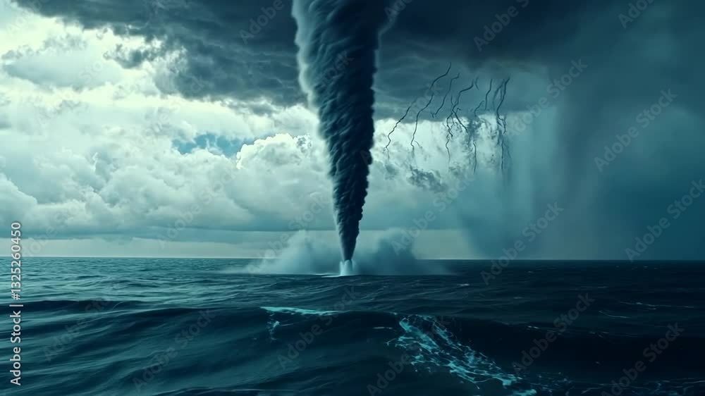 Oceanic Supercell: A rare and captivating sight of a tornado touching ...
