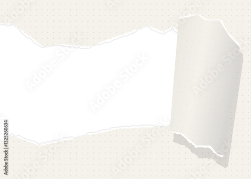 破れた方眼用紙の背景フレーム、ドットのグリッド、ノート