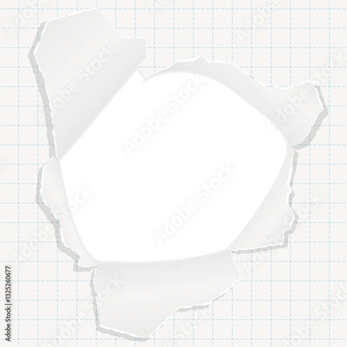 穴の空いた方眼用紙の背景フレーム、グリッド、ノート、正方形サイズ