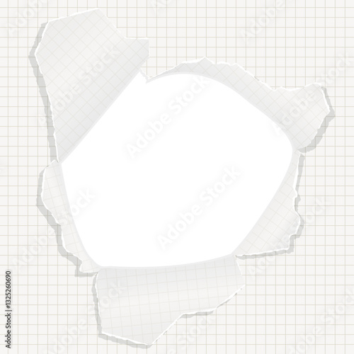 穴の空いた方眼用紙の背景フレーム、グリッド、ノート、正方形サイズ