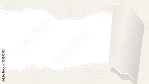 破れた方眼用紙の背景フレーム、ドットのグリッド、ノート