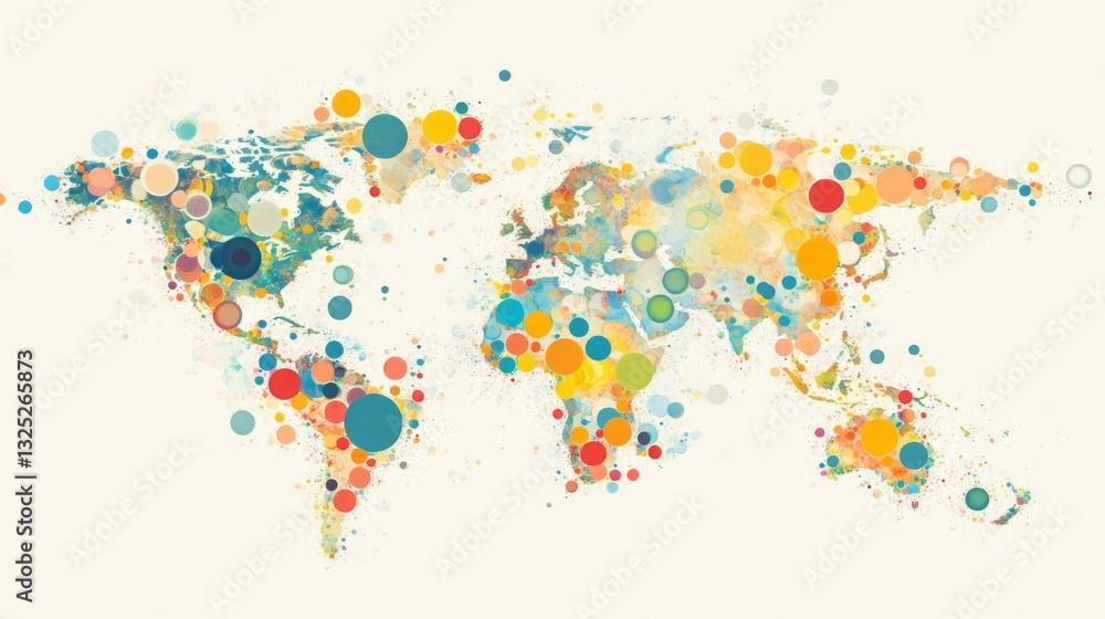 Fototapeta premium Colorful Abstract World Map Illustration