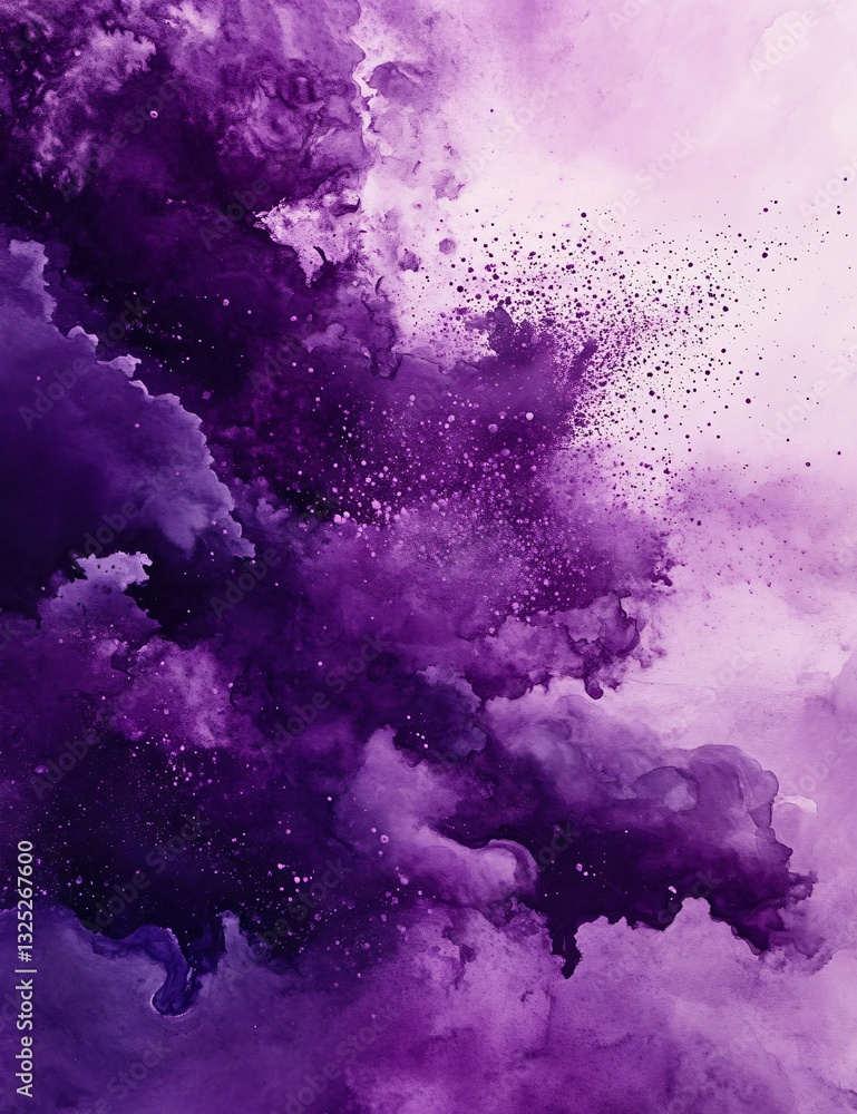 Fototapeta premium Vibrant Purple Color Splash Powder Smoke Closeup Photography