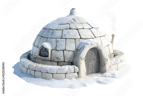 illustration of igloo or snow house isolated on transparent background. Igloo house is a temporary residence for Eskimos.