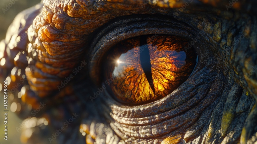 Closeup of a Reptilian Eye with Golden Reflections Closeup of a Reptilian Eye with Golden Reflections