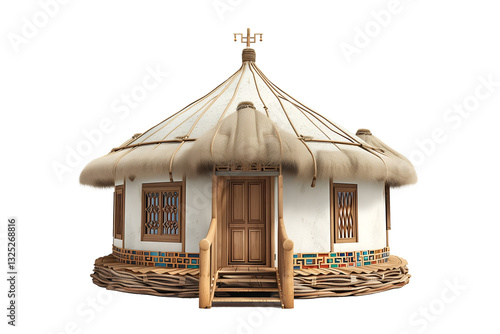 illustration of traditional mongolian house isolated on transparent background. 