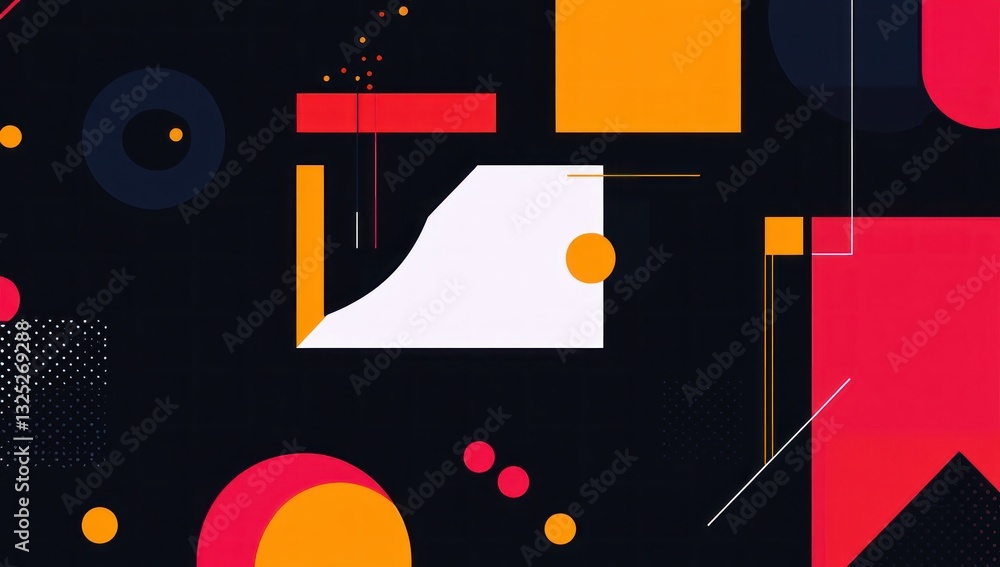 Obraz premium abstract composition featuring geometric shapes in vibrant colors on a dark backdrop generating visual balance